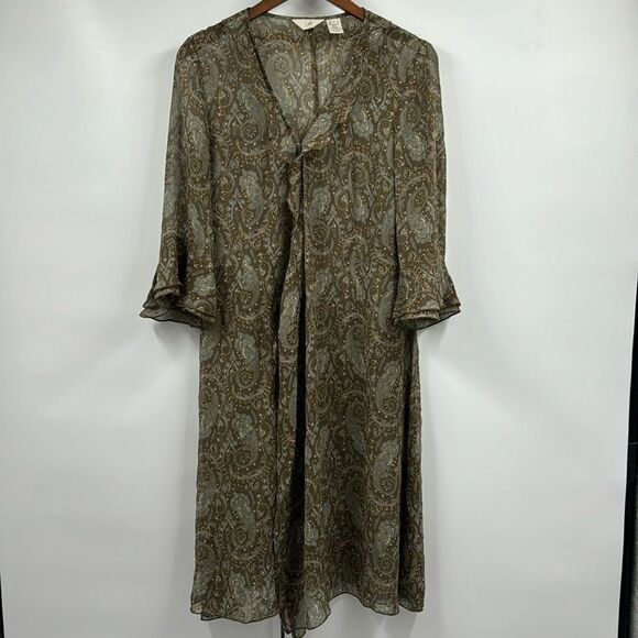J. Jill Silk Robe Paisley with Ruffles 8 - Picture 1 of 8